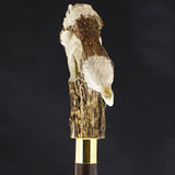 Warriors Eagle/Lion Intricate Carved Bone Handle Collector Cane w/Custom Shaft and Collar Bone Handles - Tophatter Daily Deals