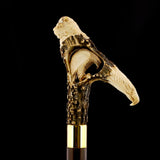 Warriors Eagle/Lion Bone Handle Walking Cane w/Custom Shaft and Collar Bone Handles - Tophatter Daily Deals