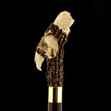 Warriors Eagle/Lion Bone Handle Walking Cane w/Custom Shaft and Collar Bone Handles - Tophatter Daily Deals