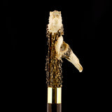 Warriors Eagle/Lion Bone Handle Walking Cane w/Custom Shaft and Collar Bone Handles - Tophatter Daily Deals