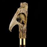 Carved Warriors Eagle/Lion Bone Handle Cane - Limited Supply Bone Handles - Tophatter Daily Deals