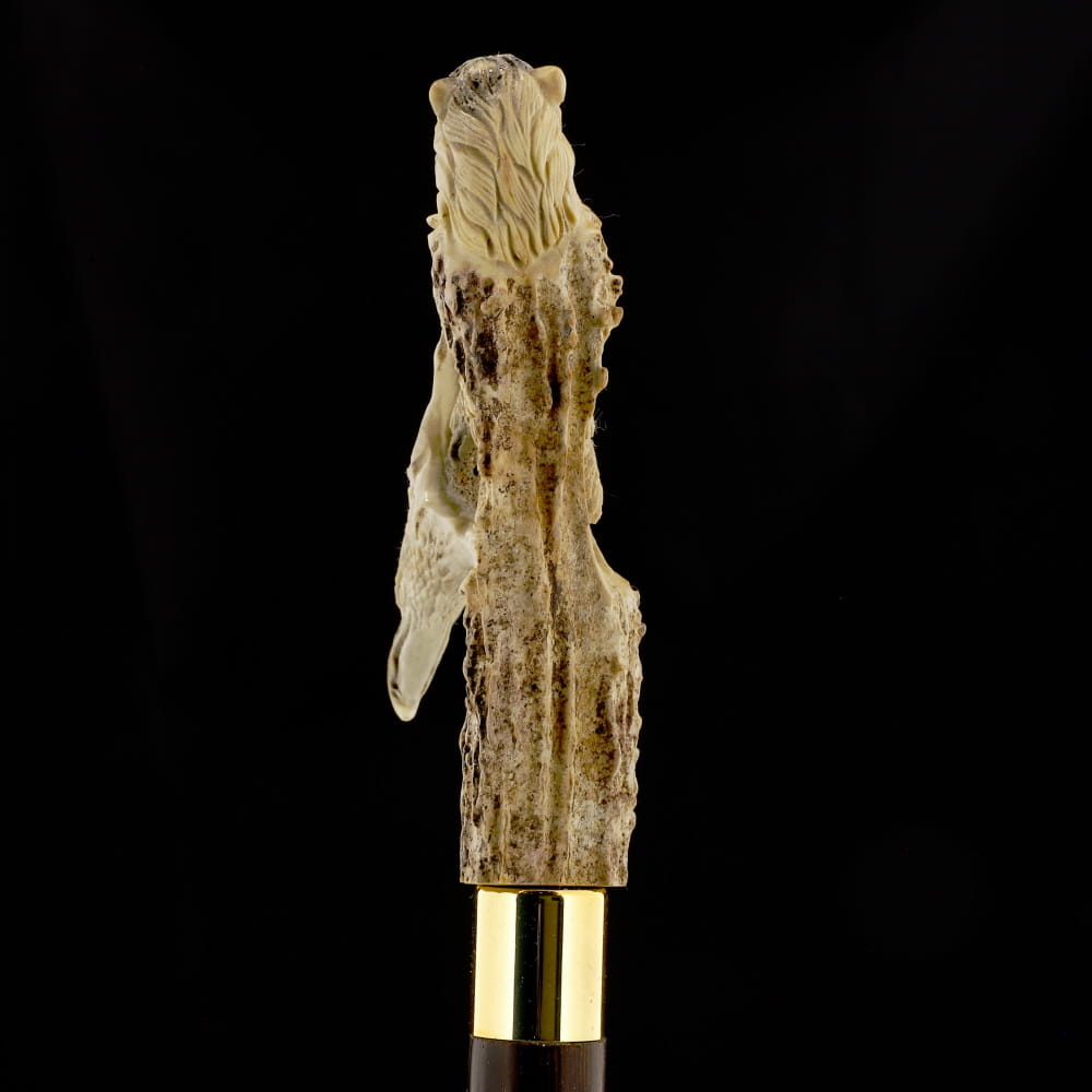 Carved Warriors Eagle/Lion Bone Handle Cane - Limited Supply Bone Handles - Tophatter Daily Deals