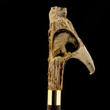 Carved Warriors Eagle/Lion Bone Handle Cane - Limited Supply Bone Handles - Tophatter Daily Deals