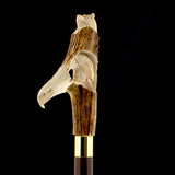 Warriors Eagle/Lion Bone Handle Walking Cane w/Custom Shaft and Collar Bone Handles - Tophatter Daily Deals
