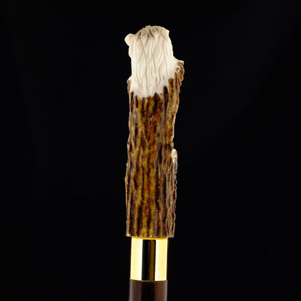 Experience Custom Luxury: Warriors Eagle/Lion Bone Handle Walking Cane with Collar Bone Handles - Tophatter Daily Deals