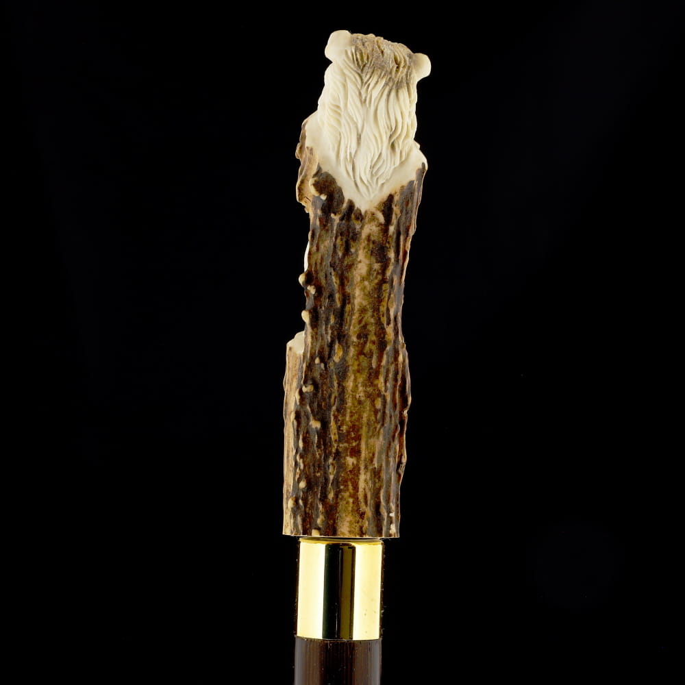 Unleash Your Strength: Warriors Eagle/Lion Bone Handle Walking Cane with Custom Shaft and Collar Bone Handles - Tophatter Daily Deals