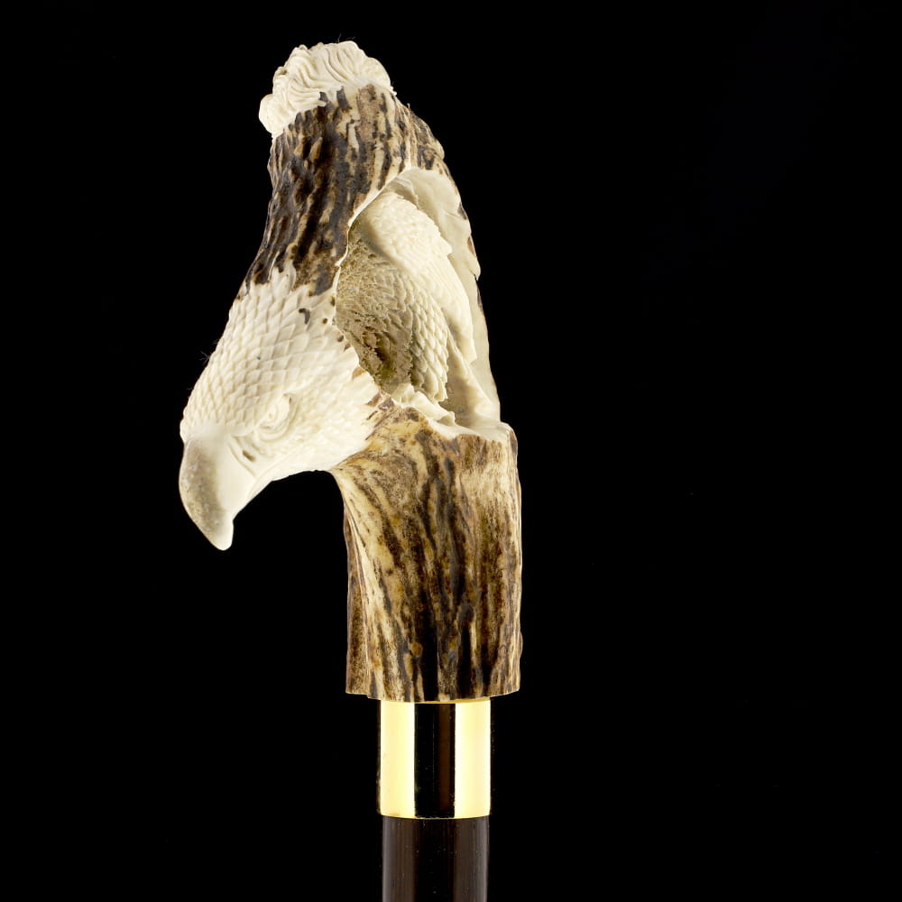 Defining Sophistication: Eagle/Lion Bone Handle Walking Cane with Custom Shaft and Collar Bone Handles - Tophatter Daily Deals