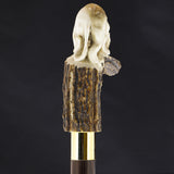 Prowling Panther Bone Handle Walking Cane w/Custom Shaft and Collar Bone Handles - Tophatter Daily Deals