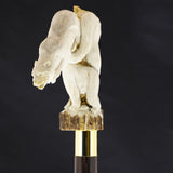 Bear Family Intricate Carved Bone Handle Collector Cane w/Custom Shaft and Collar Bone Handles - Tophatter Daily Deals