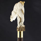 Bear Family Intricate Carved Bone Handle Collector Cane w/Custom Shaft and Collar Bone Handles - Tophatter Daily Deals