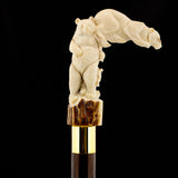Bear Family Intricate Carved Bone Handle Collector Cane w/Custom Shaft and Collar Bone Handles - Tophatter Daily Deals