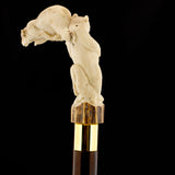 Bear Family Intricate Carved Bone Handle Collector Cane w/Custom Shaft and Collar Bone Handles - Tophatter Daily Deals