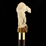 Bear Family Intricate Carved Bone Handle Collector Cane w/Custom Shaft and Collar Bone Handles - Tophatter Daily Deals