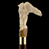 Bear Family Intricate Carved Bone Handle Collector Cane w/Custom Shaft and Collar Bone Handles - Tophatter Daily Deals