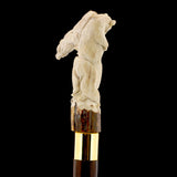 Bear Family Intricate Carved Bone Handle Collector Cane w/Custom Shaft and Collar Bone Handles - Tophatter Daily Deals
