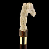 Bear Family Intricate Carved Bone Handle Collector Cane w/Custom Shaft and Collar Bone Handles - Tophatter Daily Deals