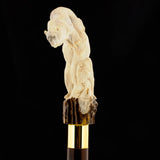 Bear Family Intricate Carved Bone Handle Collector Cane w/Custom Shaft and Collar Bone Handles - Tophatter Daily Deals