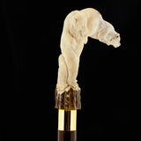 Bear Family Intricate Carved Bone Handle Collector Cane w/Custom Shaft and Collar Bone Handles - Tophatter Daily Deals