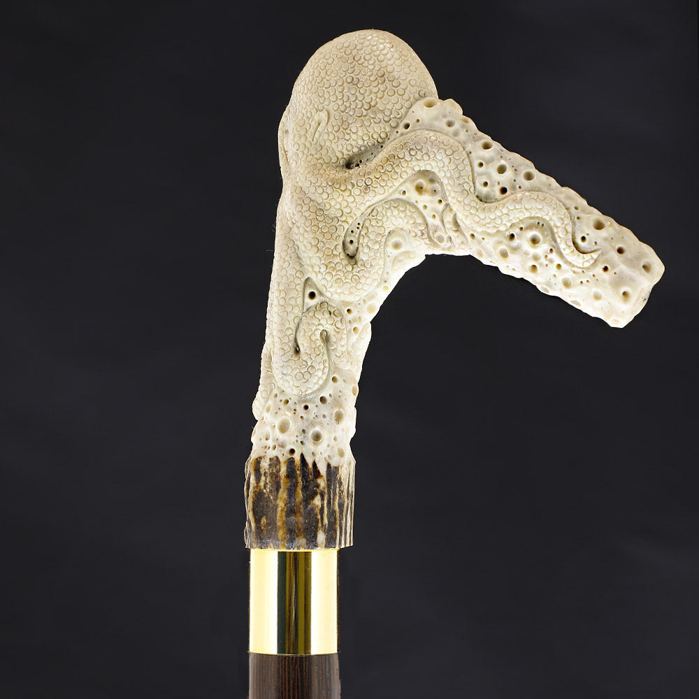 Octopus Bone Handle Walking Cane w/Custom Shaft and Collar Bone Handles - Tophatter Daily Deals