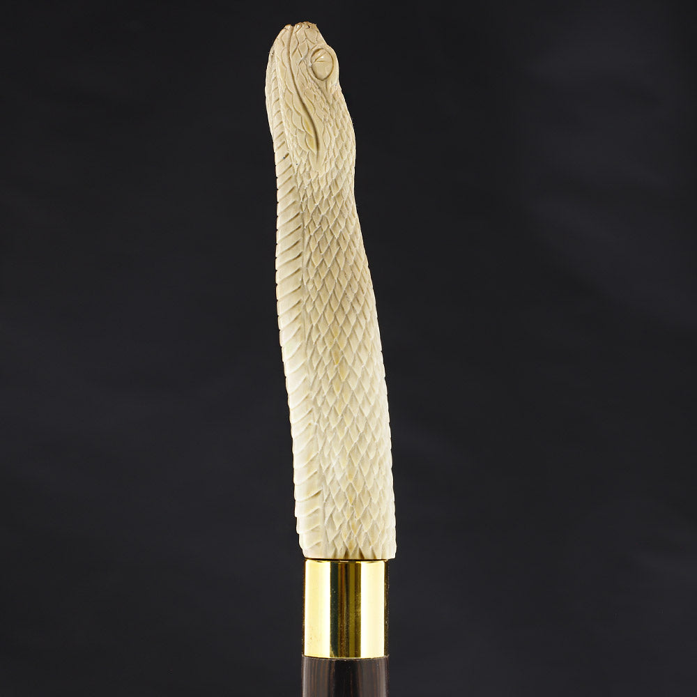 Traveling Snake Bone Handle Walking Cane w/Custom Shaft and Collar Bone Handles - Tophatter Daily Deals