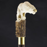 Luring Lion Intricate Handcarved Bone Handle Collector Cane w/Custom Shaft and Collar Bone Handles - Tophatter Daily Deals