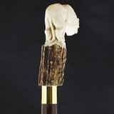Luring Lion Intricate Handcarved Bone Handle Collector Cane w/Custom Shaft and Collar Bone Handles - Tophatter Daily Deals