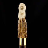 Luring Lion Handcarved Intricate Collector Bone Handle Cane w/Custom Shaft and Collar Bone Handles - Tophatter Daily Deals