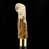 Luring Lion Handcarved Intricate Collector Bone Handle Cane w/Custom Shaft and Collar Bone Handles - Tophatter Daily Deals