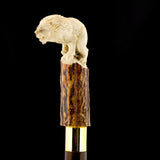 Luring Lion Handcarved Intricate Collector Bone Handle Cane w/Custom Shaft and Collar Bone Handles - Tophatter Daily Deals