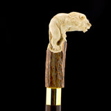 Luring Lion Handcarved Intricate Collector Bone Handle Cane w/Custom Shaft and Collar Bone Handles - Tophatter Daily Deals