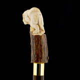Luring Lion Intricate Handcarved Bone Handle Collector Cane w/Custom Shaft and Collar Bone Handles - Tophatter Daily Deals