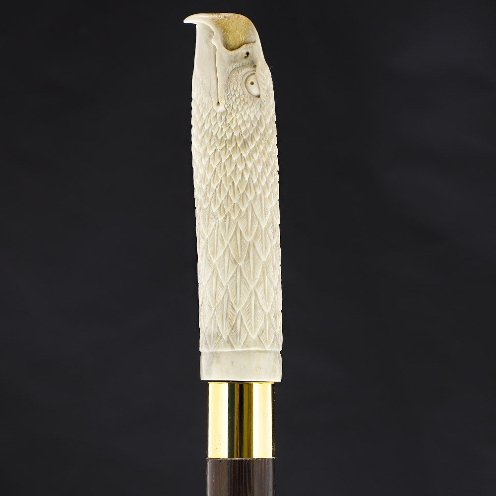 Gazing Eagle Bone Handle Walking Cane w/Custom Shaft and Collar Bone Handles - Tophatter Daily Deals