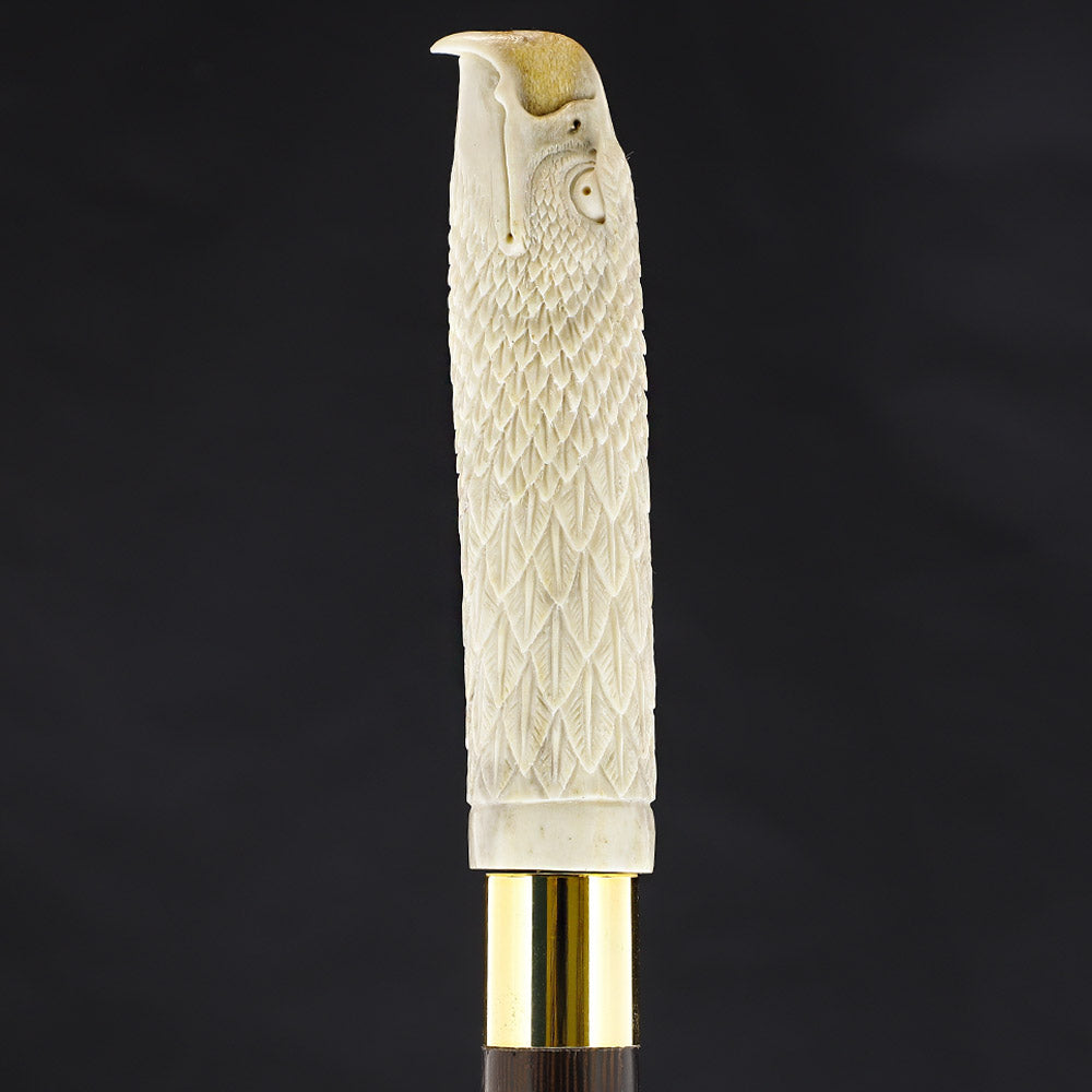 Gazing Eagle Bone Handle Walking Cane w/Custom Shaft and Collar Bone Handles - Tophatter Daily Deals