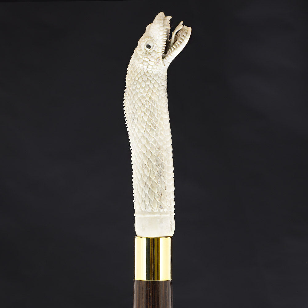 Hungry Snake Bone Handle Walking Cane w/Custom Shaft and Collar Bone Handles - Tophatter Daily Deals