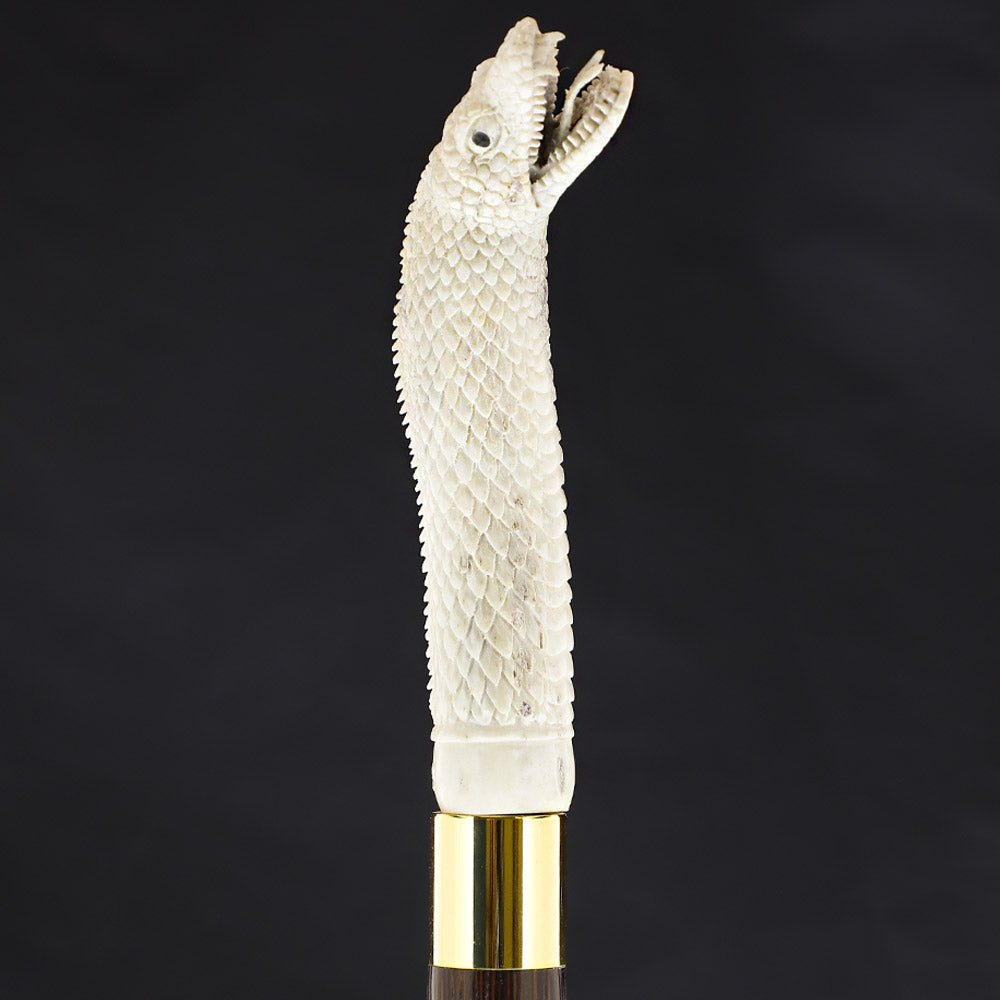 Hungry Snake Bone Handle Walking Cane w/Custom Shaft and Collar Bone Handles - Tophatter Daily Deals