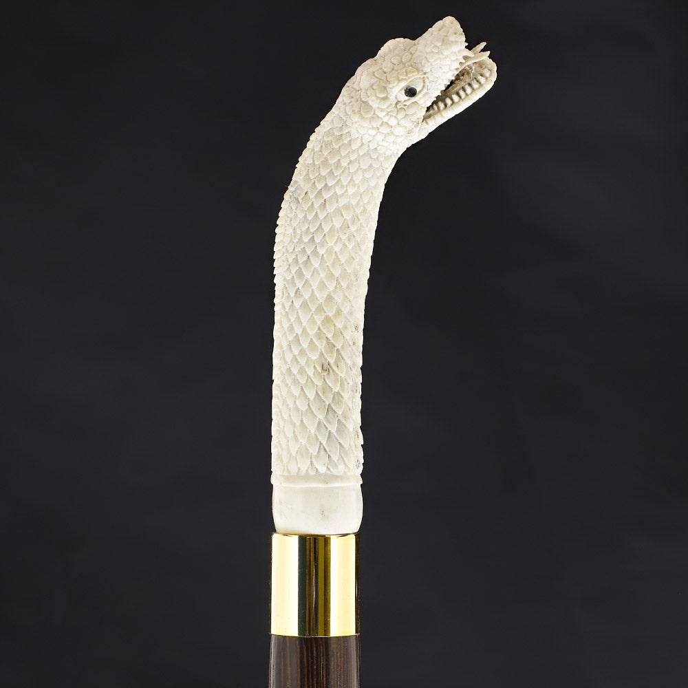 Hungry Snake Bone Handle Walking Cane w/Custom Shaft and Collar Bone Handles - Tophatter Daily Deals