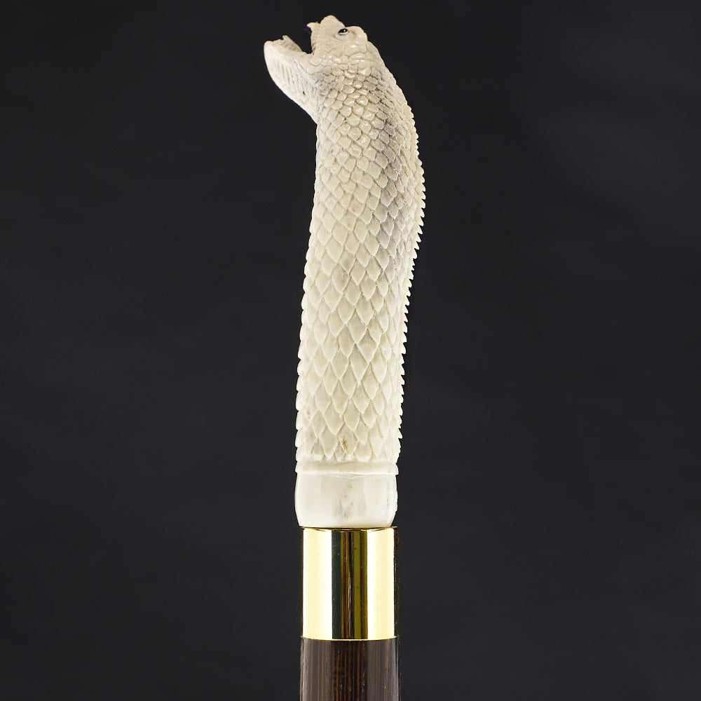 Hungry Snake Bone Handle Walking Cane w/Custom Shaft and Collar Bone Handles - Tophatter Daily Deals