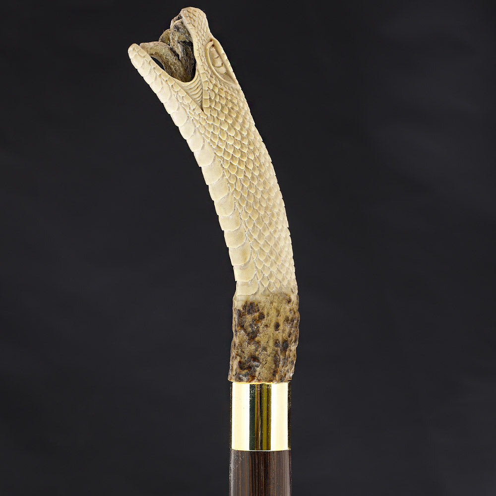 Fortified Snake Bone Handle Walking Cane w/Custom Shaft and Collar Bone Handles - Tophatter Daily Deals
