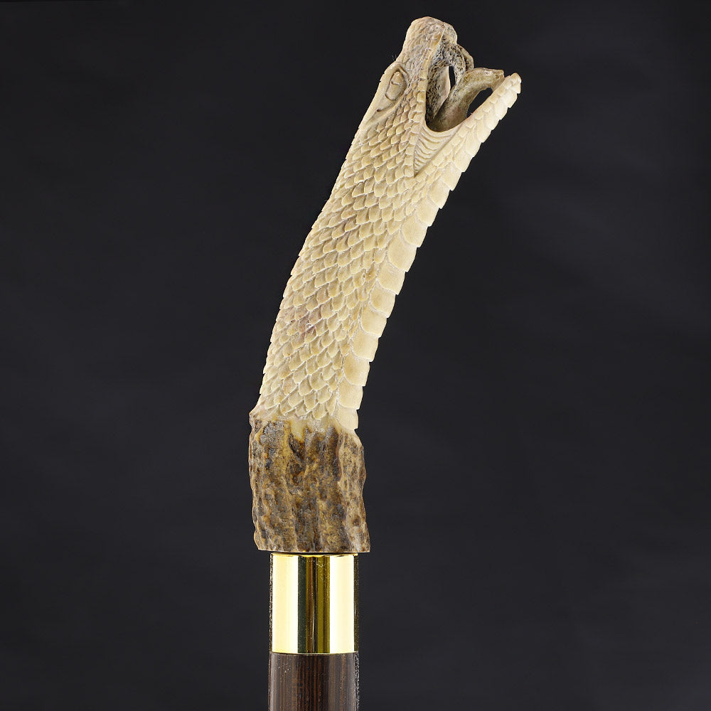 Fortified Snake Bone Handle Walking Cane w/Custom Shaft and Collar Bone Handles - Tophatter Daily Deals