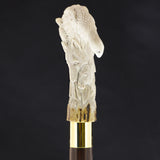 Natures Wildlife Pack Intricate Handcarved Bone Handle Collector Cane w/Custom Shaft and Collar Bone Handles - Tophatter Daily Deals