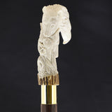 Natures Wildlife Pack Intricate Handcarved Bone Handle Collector Cane w/Custom Shaft and Collar Bone Handles - Tophatter Daily Deals