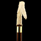 Natures Wildlife Pack Intricate Handcarved Bone Handle Collector Cane w/Custom Shaft and Collar Bone Handles - Tophatter Daily Deals