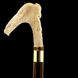 Natures Wildlife Pack Intricate Handcarved Bone Handle Collector Cane w/Custom Shaft and Collar Bone Handles - Tophatter Daily Deals
