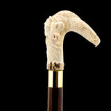 Natures Wildlife Pack Intricate Handcarved Bone Handle Collector Cane w/Custom Shaft and Collar Bone Handles - Tophatter Daily Deals