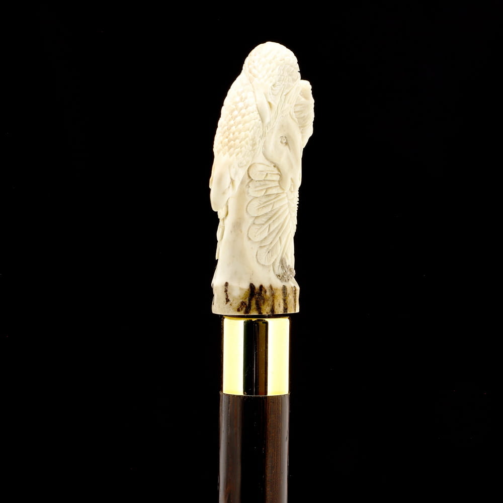 Natures Wildlife Pack Intricate Handcarved Bone Handle Collector Cane w/Custom Shaft and Collar Bone Handles - Tophatter Daily Deals