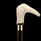 Natures Wildlife Pack Intricate Handcarved Bone Handle Collector Cane w/Custom Shaft and Collar Bone Handles - Tophatter Daily Deals