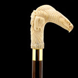 Natures Wildlife Pack Intricate Handcarved Bone Handle Collector Cane w/Custom Shaft and Collar Bone Handles - Tophatter Daily Deals