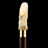 Natures Wildlife Pack Intricate Handcarved Bone Handle Collector Cane w/Custom Shaft and Collar Bone Handles - Tophatter Daily Deals