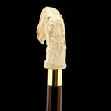 Natures Wildlife Pack Intricate Handcarved Bone Handle Collector Cane w/Custom Shaft and Collar Bone Handles - Tophatter Daily Deals