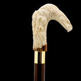 Natures Wildlife Pack Intricate Handcarved Bone Handle Collector Cane w/Custom Shaft and Collar Bone Handles - Tophatter Daily Deals